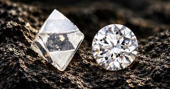 Rohdiamant und Brillant
