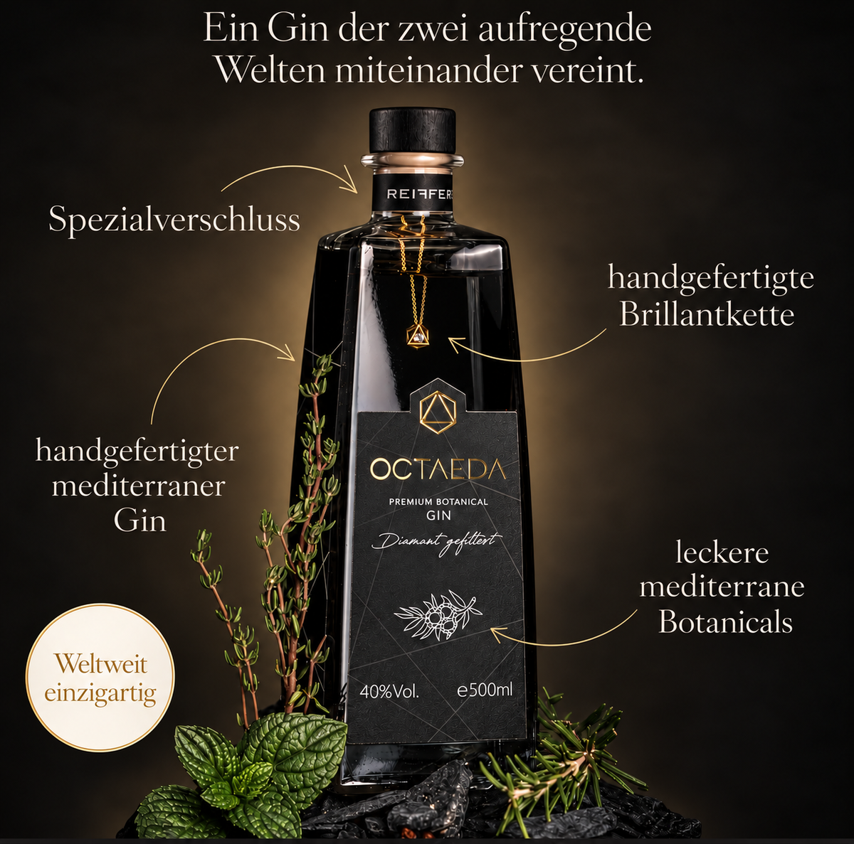 Handgefertigte Brillantkette im Gin